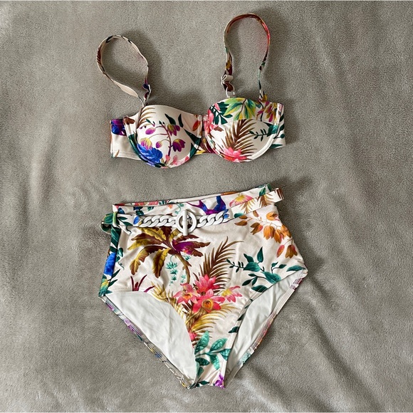 Zimmermann Multicolor Floral set of Bikini and bottom TROPICANA Cream Floral sz1 - Picture 16 of 16